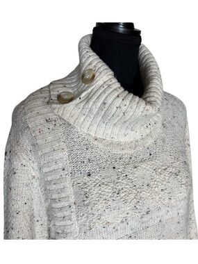NORTHERN REFLECTIONS Vintage Cream Speckled Knit Pullover Sweater Funnel Neck XL